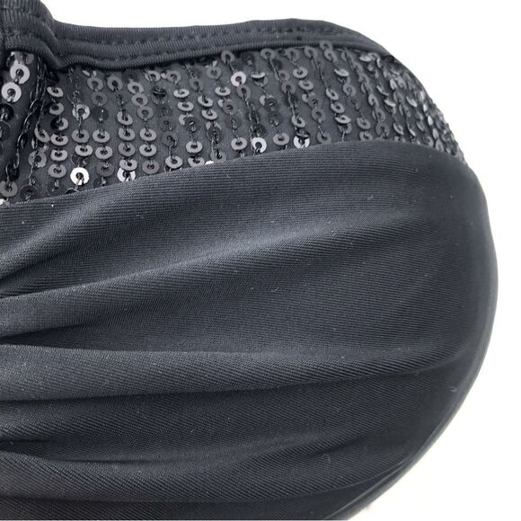 LASCANA New Black Sequin Convertible Swim Bikini / Bandeau Top - Picture 7 of 13